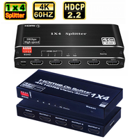 Répartiteur HDMI 1 entrée 4 sorties 4K 60Hz HDMI 2.0 Répartiteur 1x4 Boîte de distribution audio vidéo Full Ultra HD HDR HDCP 2.2 pour Blu-Ray PS5