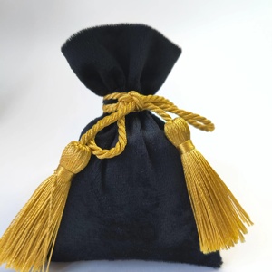 Sac à cordon personnalisé avec logo, pompon en velours, pochette d'emballage cadeau pour bonbons de mariage - Product Image 5