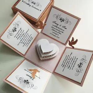 Benutzer definierte Design einfache Hochzeit explodierende Geschenk boxen Karte Explosion Box Geschenk Gruß karte Hochzeits bevorzugung laden explodierende Box