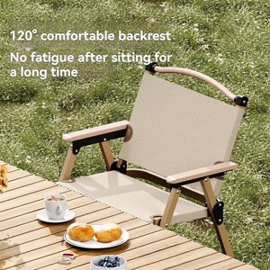 Sedia da Campeggio Pieghevole con Telaio in Acciaio Inox e Manico in Legno, Portatile ed Ecologica per Esterni, Giardino, Spiaggia, Viaggi e Parco - Product Image 5