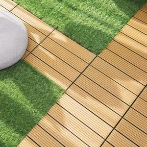 Modern WPC Co-Extrusion <strong>Interlocking</strong> Deck <strong>Tiles</strong> Indoor/<strong>Outdoor</strong> Waterproof Teak Design Easy Click Installation Anti-Slip