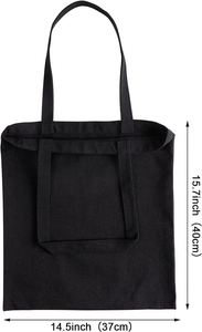 Sac fourre-tout en toile recyclée, écologique, personnalisé, noir, pour courses, pain, épicerie, plage - Product Image 4