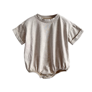 Unisex Acid Wash Strick Baumwolle Stram pler Niedlich Sommer Casual Style Säugling Vintage Bubble Kleid für Jungen Mädchen Button Closure ODM - Product Image 2