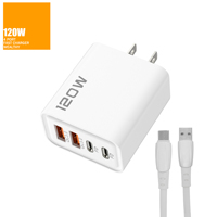 Chargeur mural PD 120W à charge rapide en gros, adaptateur Type C 4 ports double USB C pour iPhone 17 18 et Samsung S25 S26
