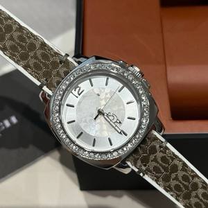 Montre élégante pour femme en cristal, style classique en toile et cuir, montre à quartz - Product Image 4