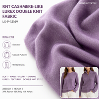 Pantalon pull RNT respirant en tricot imitation cachemire Lurex double, 39% rayonne, 45% polyester, 16% nylon, 285GSM, moelleux et brillant