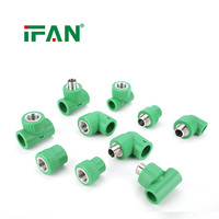 Raccords PPR IFAN en acier inoxydable SS304, raccord en T femelle, fileté, pour ligne de branche 20-110 mm, système d'eau chaude et froide