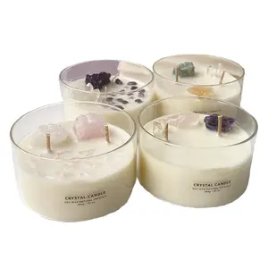 SINGHUA Aromatherapy New Creative 2 Wicks Candle Luxury Romantic Home Fragrance Scented Candle with Crystal and Box