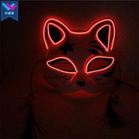 Masque de chat en PVC rechargeable pour fête d'halloween TW-M047 10 options de couleur avec fil LED éclairage Cosplay EL masque