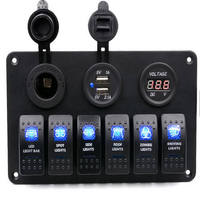 Panneau de commutation à bascule marin 6 interrupteurs étanche 12 volts, panneau de commutation à bascule pour bateau 12V 24V avec éclairage LED bleu pour bateau, voiture, camping-car, UTV