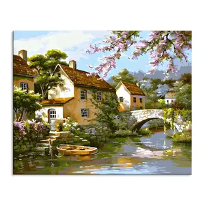 landscape digital painting by numbers DIY Paint by Numbers house painting print on canvas