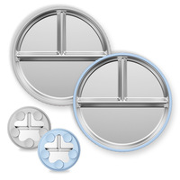 Assiettes à ventouse en acier inoxydable pour tout-petits, assiettes divisées pour enfants et bébés avec ventouse en silicone amovible