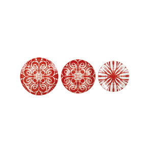 Set di Stoviglie in Porcellana Batik Rossa, Collezione da 18 Pezzi - Product Image 1