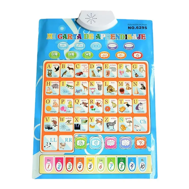 educational toy Bilingual learning point reading charts English Spanish Education Learning Toy Talking Sound Voice Wall Charts