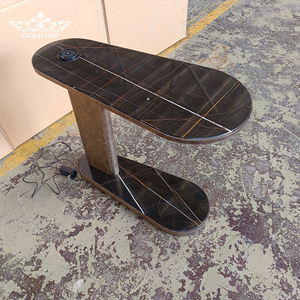 Goldtop Stone Customized Shape and Size Standard Project Lauren Black Gold <b>Marble</b> Stone Side Tables with Power Supply for Home - Product Image 5