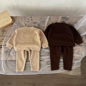 Ensemble de survêtements unisexe en coton avec broderie ours et oie pour printemps et automne pour bébés et enfants 2 pièces - Product Image 3