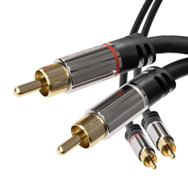 Customized Black Audio Cable High Quality 3m 5m 8m 10m Gold Plating 2 Rca Male to 2 Rca Male Audio Rca Cable