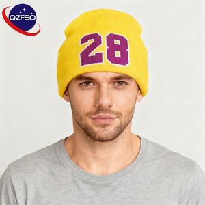 QZFSO vente en gros personnalisé Streetwear acrylique Beanie brodé coton hiver chapeau lettre graphique Jacquard Y2K tricoté Beanie - Product Image 1