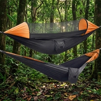 Hamac de camping portable en nylon avec moustiquaire, ultraléger, pour l'extérieur, avec sangles de suspension pour arbre, lit suspendu pour 2 personnes