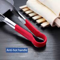 Penjepit Makanan Stainless Steel Berwarna Tahan Panas Anti Selip untuk Prasmanan BBQ Katering Penyajian Dapur