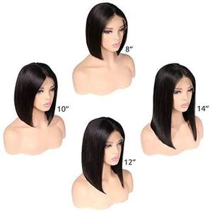Peluca de cabello humano peruano con encaje frontal para mujeres negras, postizo de encaje frontal, corte bob corto con pelo de bebé, 2x6 - Product Image 4