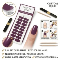 En gros Bandes de vernis à ongles en gel semi-durcies, fines, brillantes, violet prune foncé, sans UV, sans HEMA, haute brillance, qualité salon, marque privée