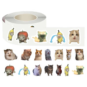 500 uds/rollo <span class=keywords><strong>gatos</strong></span> Meme pegatinas de vinilo para ordenador portátil calcomanías decorativas embalaje personalizado divertido gato expresión etiquetas regalos promocionales - Product Image 1