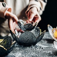 Glazen schaal in bloemvorm, ecologisch, Japandi-stijl, decoratieve fruitschaal/dessertschaal voor thuis, bruiloft, tafeldecoratie