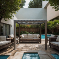 Techo de Pérgola Metálico para Terraza o Balcón, Moderno y de Lujo, con Revestimiento de Aluminio en Polvo, Impermeable, para Jardín