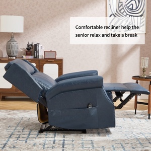 Cuir synthétique ciré bleu Manuel 155 °   <span class=keywords><strong>Fauteuil</strong></span> inclinable avec massage et chaleur, sans outils, robuste - Product Image 3