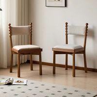 Chaise de salle à manger ergonomique de style farmhouse, rembourrée en lin, en bois massif