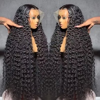 Perruques en cheveux humains à 200 % de densité, perruque frontale en dentelle HD 13x6, brésilienne, 40 pouces, ondulations profondes lâches, perruques frontales en dentelle 13x4 pour femmes noires