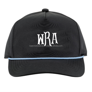 Casquette de baseball personnalisée à 5 panneaux, structurée, à visière incurvée, avec fermeture snapback, vente en gros pour hommes, broderie, casquettes de sport avec corde - Product Image 3