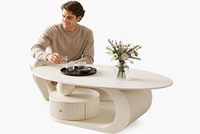 Table basse ovale en pierre frittée de style italien, minimaliste, luxe léger, pour salon, petit appartement, mobilier de maison moderne, combinaison