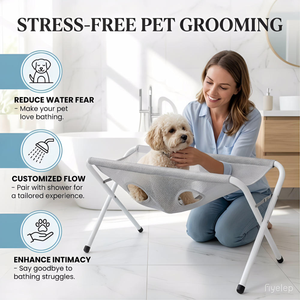 Support de bain multifonctionnel pour chat, hamac mains libres pour toilettage d'animaux, support réglable en maille pour la douche des chiens et le nettoyage des ongles - Product Image 4