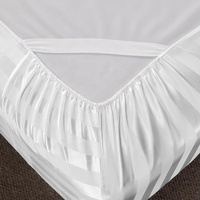 Vente flash, prix bas, haute qualité, ensemble de draps en satin soyeux blanc rayé, 6 pièces, luxe