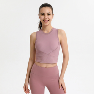 Top Deportivo Corto de Yoga para Mujer, Sin Mangas, con Cuello Redondo, Sujetador Incorporado, de Secado Rápido, para Gimnasio, Pilates y Entrenamiento - Product Image 3