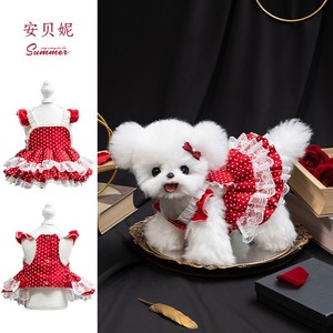 Abito da principessa classico di lusso in poliestere rosso per cani vestiti estivi da matrimonio per <span class=keywords><strong>bambina</strong></span> - Product Image 5