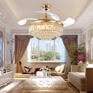 <span class=keywords><strong>Prix</strong></span> de gros 110-240V Ventilateur de plafond décoratif de luxe moderne avec lames cachées Lampes en cristal - Product Image 6