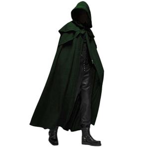Halloween Herren Gothic Langer Umhang Mittelalterlicher Mantel Renaissance Cosplay Kostüm 4 Farben Großhandel - Product Image 2
