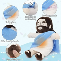 Nouveau style très vendu : Poupée Jésus apaisante et respirante, ours en peluche super doux avec son et lumière, personnalisable ODM, aide au sommeil et anti-ronflement