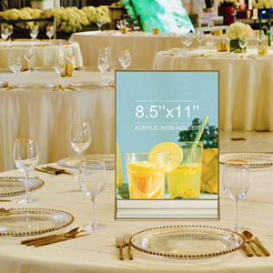 Vàng cổ điển A4 Kích thước hiển thị giá hai mặt tờ rơi giữ Bảng menu cho bàn đám cưới Thiết kế khung hình cổ điển - Product Image 5