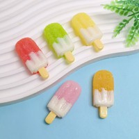 Meilleures ventes 100 pièces/sac Nouveaux cabochons en résine à dos plat, motifs crème glacée et sucettes glacées réalistes, mignons et adorables, pour décorations alimentaires de maison de poupée et jouets