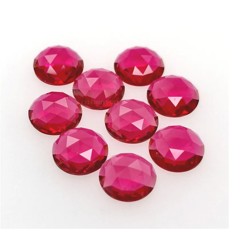 Wholesale products ruby 6mm rose cut flat back cubic zirconia