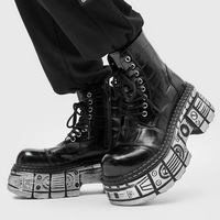 Bottes de rock gothique punk rétro de haute qualité pour hommes, augmentant la taille, style heavy metal