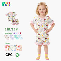 Pyjama pour enfants en coton biologique 100% personnalisable en style/couleur, pyjama à volants pour enfants, ensembles de vêtements de nuit pour enfants, imprimé ferme, pyjama en bambou pour filles d'été