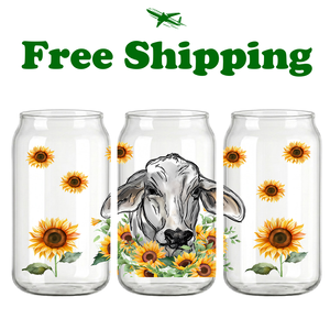 Free Shipping Cute Fairy Highland Cow UV DTF Cup Wrap Butterfly Wings Animal <b>Transfer</b> <b>Sticker</b> For 16oz Glass Can - Product Image 2