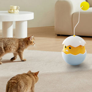 AAA giocattolo automatico a batteria con bacchetta per gatti interessante in Abs giallo guscio d'uovo batuffolo di cotone bacchetta per gatti Teaser giocattolo Roly-Poly - Product Image 2