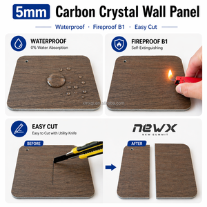Panneau mural carbon crystal 5mm étanche écologique avec placage PVC effet bois - Product Image 4
