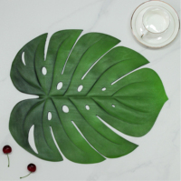 Napperon de table écologique imperméable de 5 mm d'épaisseur, motif feuille de bananier en EVA vert, pour la décoration de la maison et des fêtes